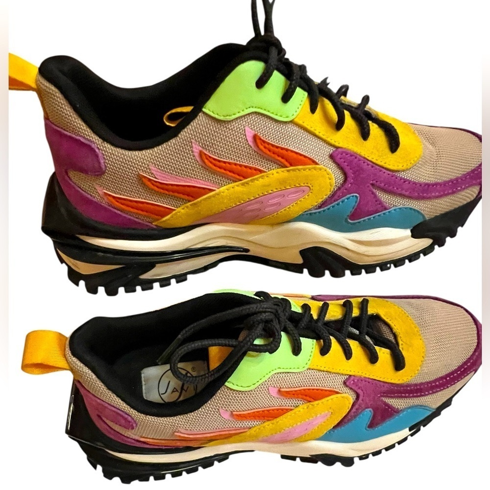 Vibrant Purple and Yellow Sneakers with Chunky Soles